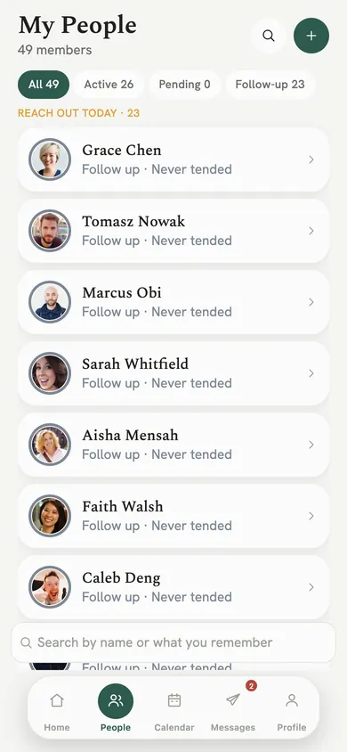 My People, with a Reach out today list.